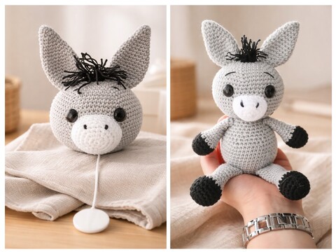 Crochet Pattern Donkey Music Box and Donkey Emil, crochet Donkey