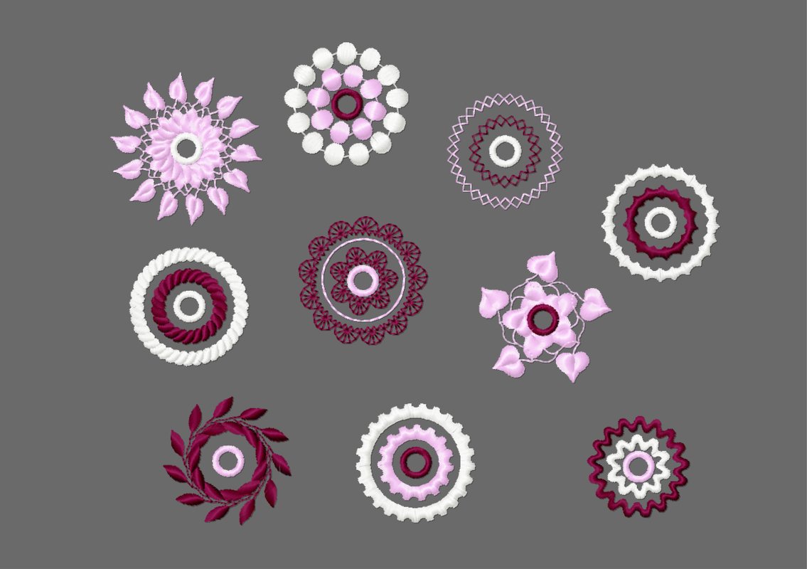 Stickdatei Knöpfe und Ösen, 10 verschiedene Motive