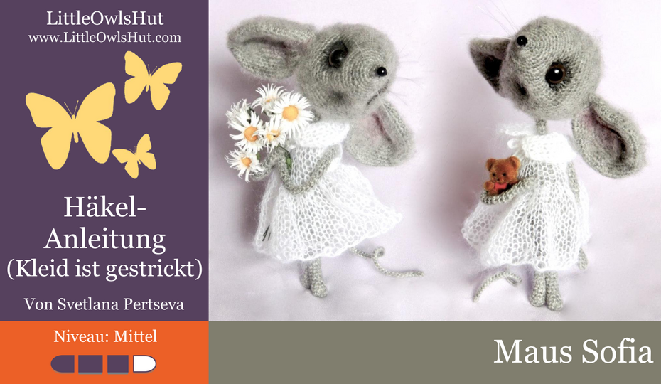 097DE Häkelanleitung Maus Sofia - Amigurumi PDF Pertseva CP