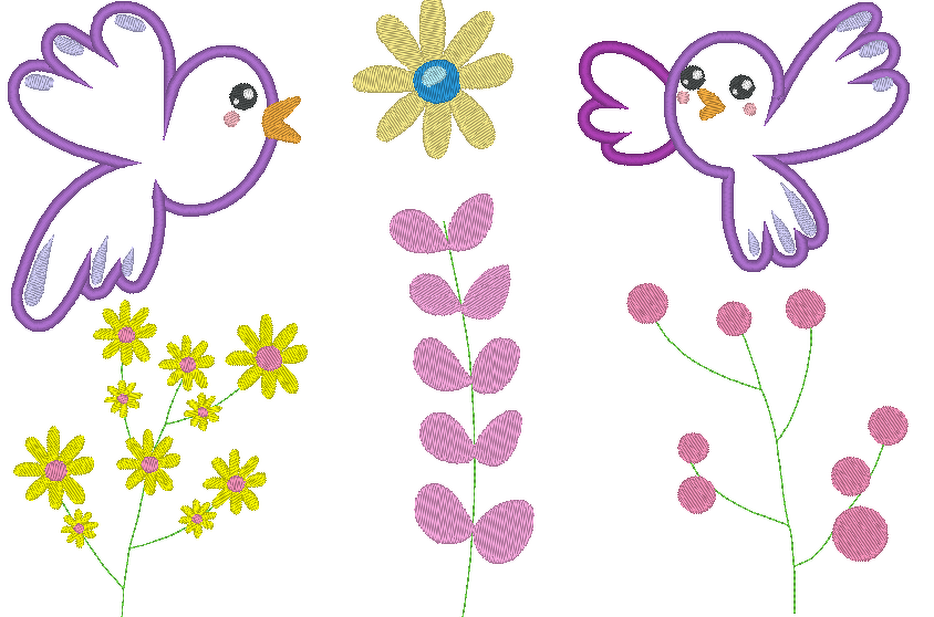 Sommer Vogel Stickdatei