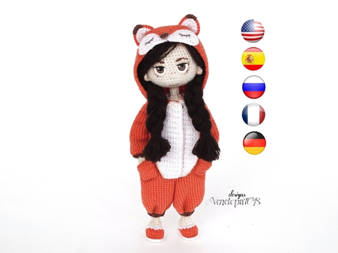 Amigurumi Häkel Muster Puppe im Kigurumi Kostüm