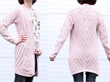 Leichter Cardigan "Juliette", Gr. S -XXL (Reliefmuster, modern, mit Taschen)