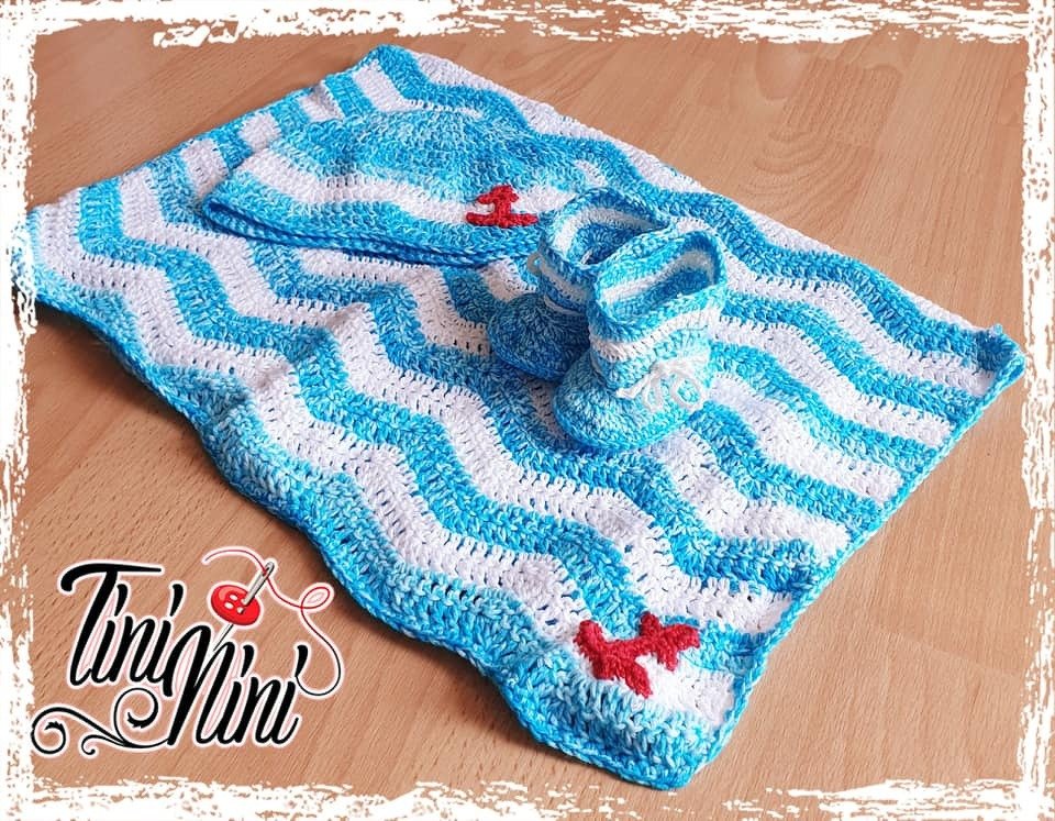 Babydecke- Sweet Little Baby bestehend aus 3 Anleitungen und 6 Applikationen - Häkeln