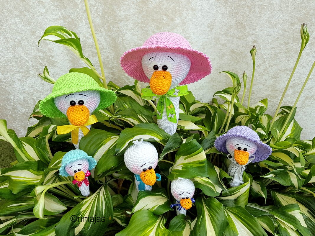 Häkelanleitung - Blumenstecker - Die Gänseschar / 4 Größen - Bild 4