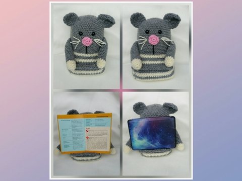 Häkelanleitung Buchkissen Maus - Perfekt auch für Handys, Tablets und Ebook-Reader