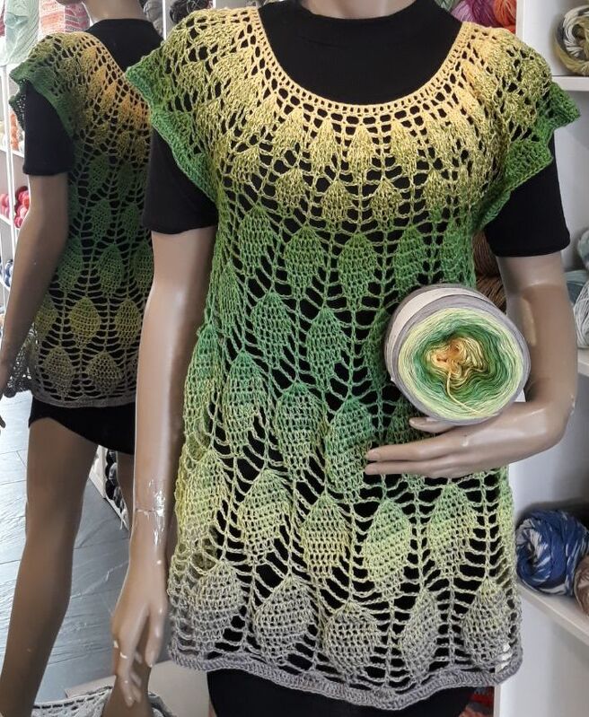 Häkelanleitung Shirt oder Tunika Blätter Größe 36 bis 48 - Bild 6