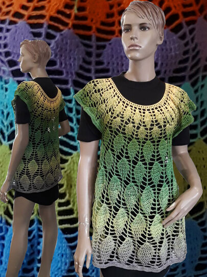 Häkelanleitung Shirt oder Tunika Blätter Größe 36 bis 48