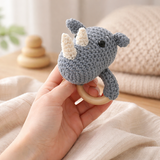 Crochet Pattern Rhino Rattle, crochet Babyrattle