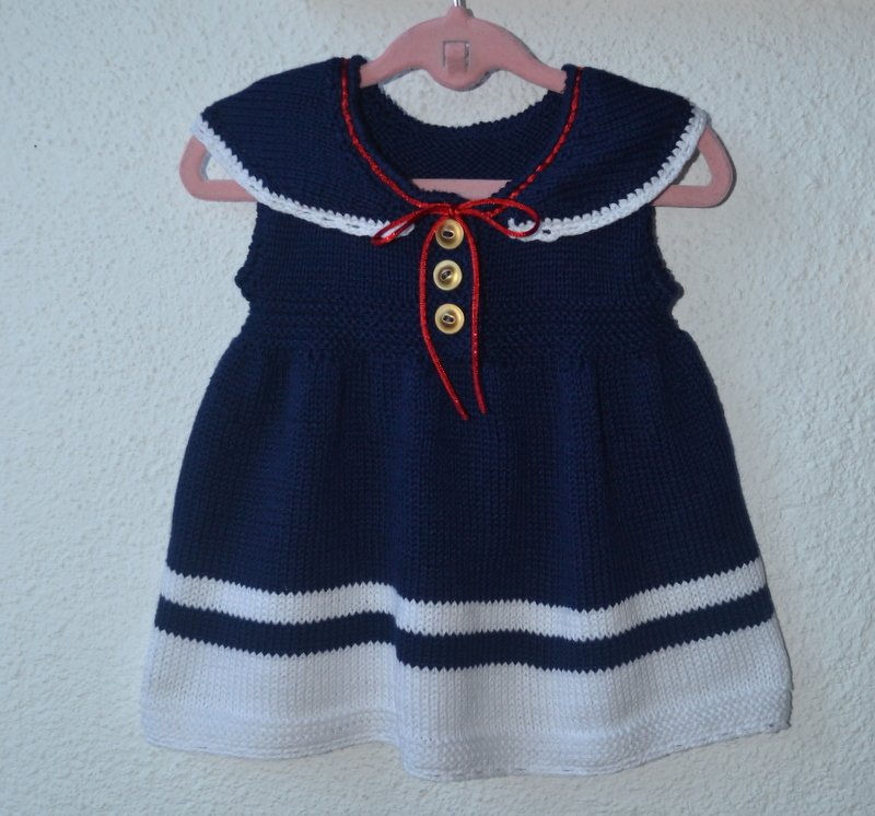 Strickanleitung * Baby Marine Kleid in 3 Größen 0 - 18 Mon. *