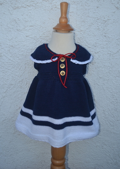 Strickanleitung * Baby Marine Kleid in 3 Größen 0 - 18 Mon. *