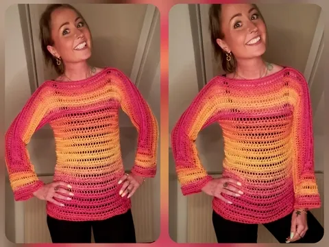Pullove Aline häkeln Häkelpullover Tunika Oberteil Langarmshirt
