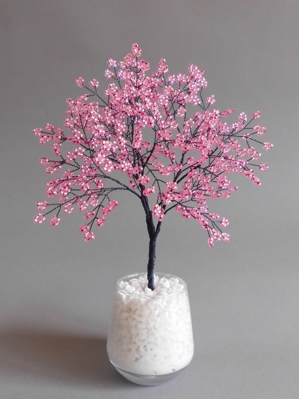 Sakura cherry blossom bonsai from beads and wire - and love