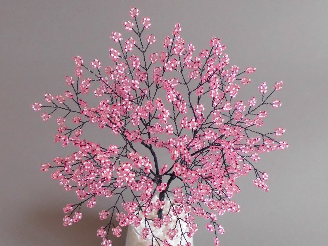 Sakura cherry blossom bonsai from beads and wire - and love - Image 5