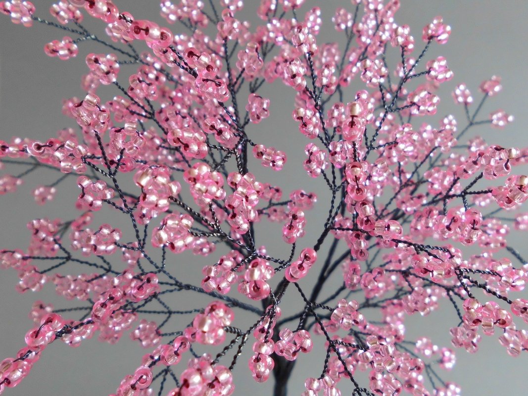 Sakura cherry blossom bonsai from beads and wire - and love - Image 2