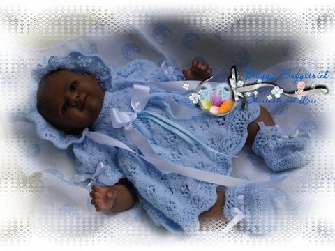 Strickanleitung für Baby's u. Reborns 3-teilig Modell Dunja Gr. 50