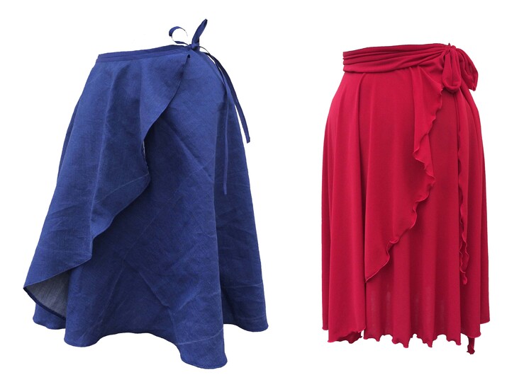 Volantwickelrock Einheitsgröße in drei Längen