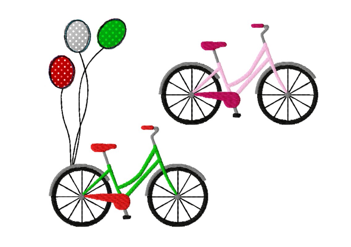 Stickdatei Fahrrad mit Ballon und solo