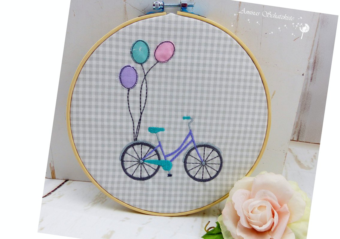 Stickdatei Fahrrad mit Ballon und solo - Bild 3