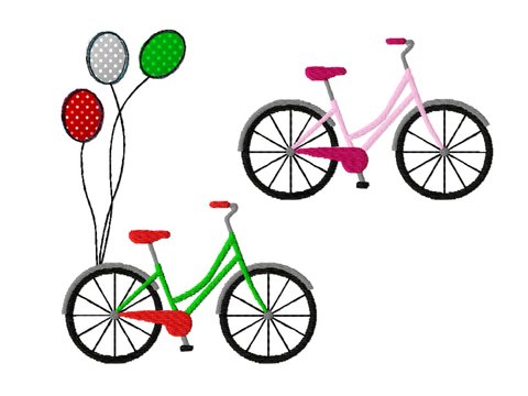 Stickdatei Fahrrad mit Ballon und solo