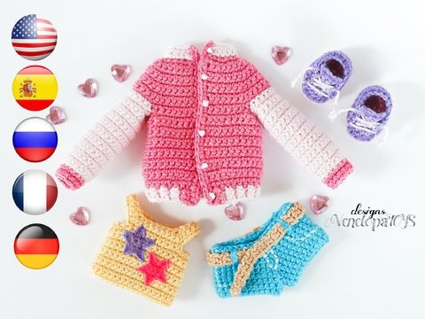 Amigurumi Häkel Muster Kleidung für Puppe Naomi