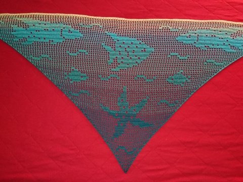 Motivtuch "Ozean", Dreieckstuch, Häkelanleitung