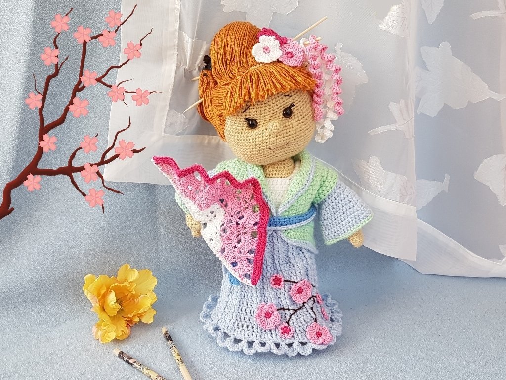Häkelanleitung, Kiomi das Kirschblütenmädchen