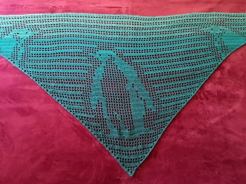 Motivtuch "Pinguin", Dreieckstuch, Häkelanleitung