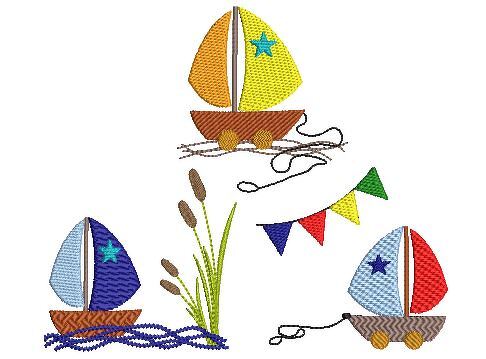 Stickdatei Boot Vollstick 3er SET 10x10cm