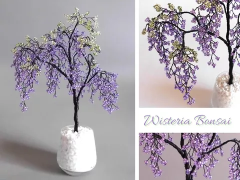 Wisteria Blauregen Bonsai aus Perlen und Draht - und aus Liebe