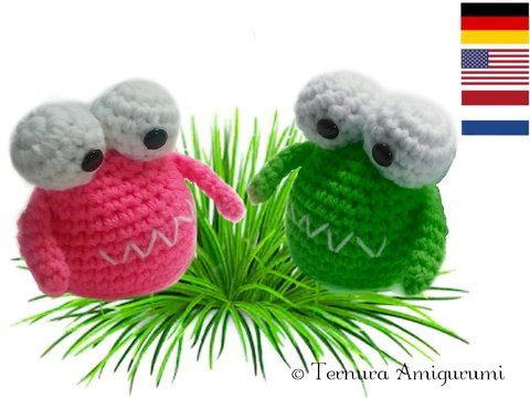 Häkelanleitung für süßes Monster! PDF ternura amigurumi english- deutsch- dutch