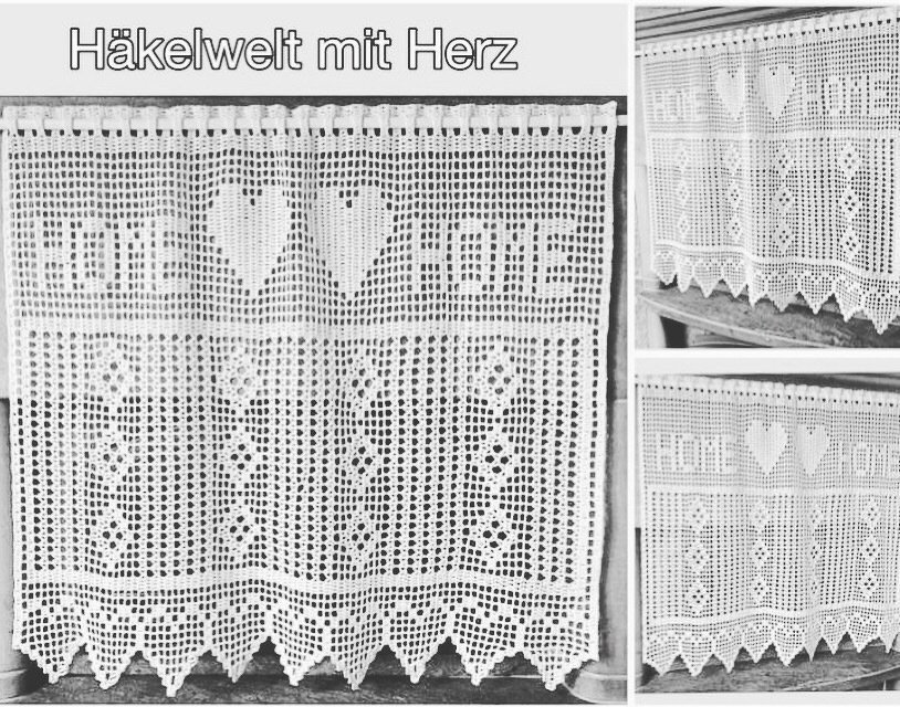 Häkeln / Gardine "Home" Größe individualisierbar