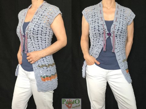 Gehäkelte Weste „Farbenzauber“,  alle Größen und alle Jahreszeiten