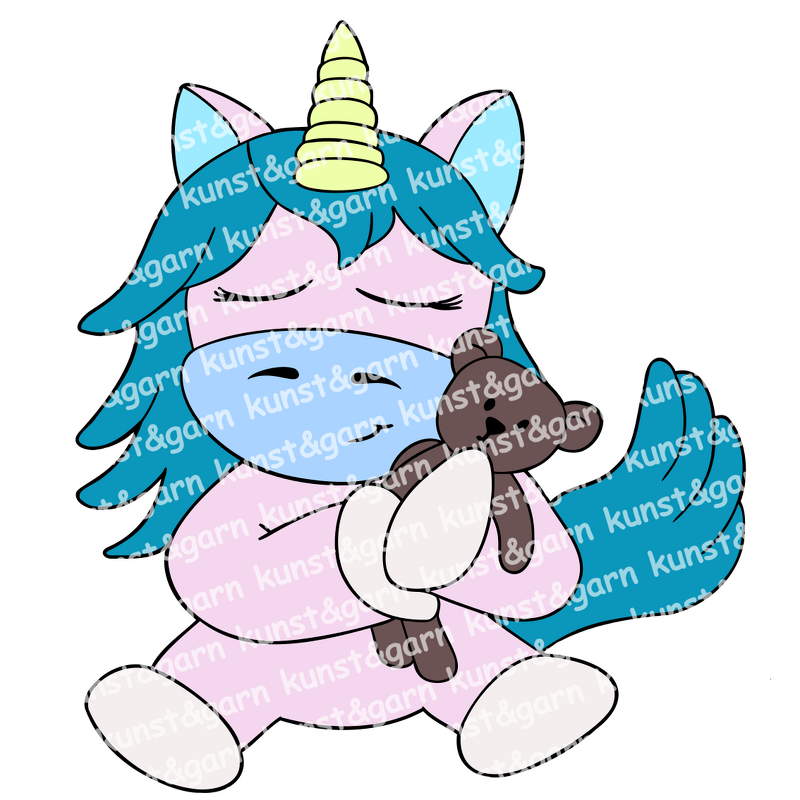 Plotterdatei Einhorn Leyla kuschelt