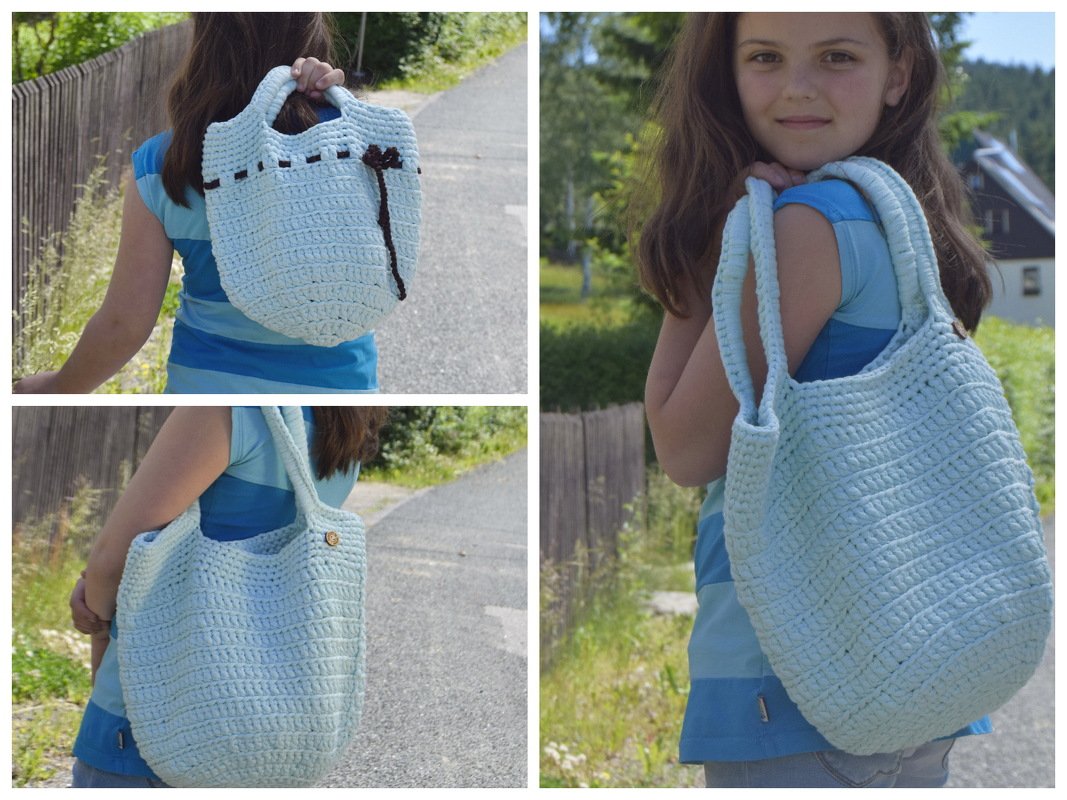 + ABBY + Häkelbeutel im Grobstricklook, Einkaufbeutel, Häkeltasche, Strandtasche, Tascheno waste - Bild 2