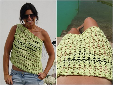 One-Shoulder-Top SPEEDY (ganz leicht anzpassen) - auch als Strandrock möglich