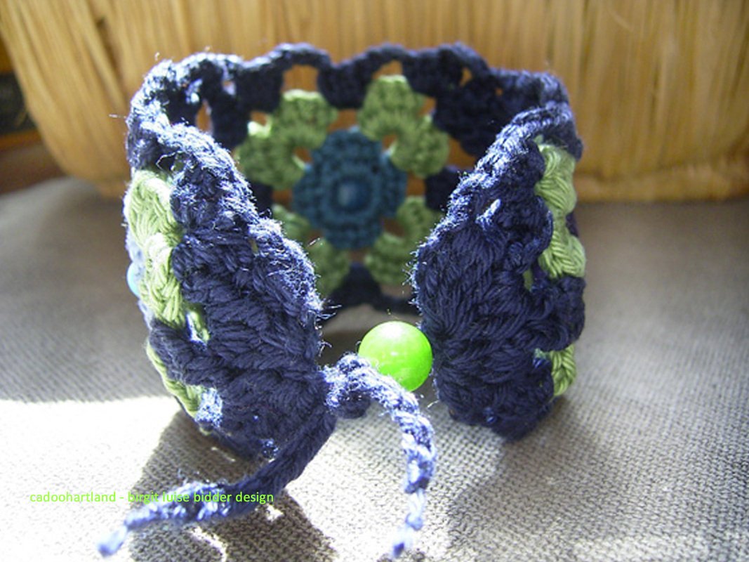 Schmuck häkeln, "HAPPY GRANNY", Set Halskette, Armband, modisch, trendy - Bild 5