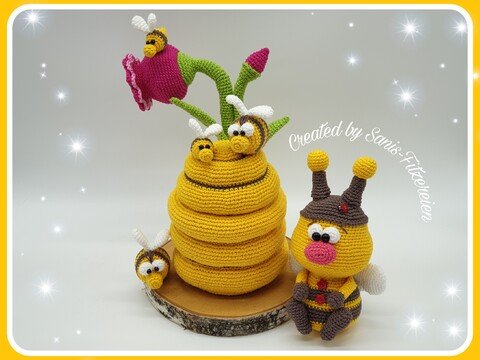 Häkelanleitung Bienchen mit Bienenhäuschen