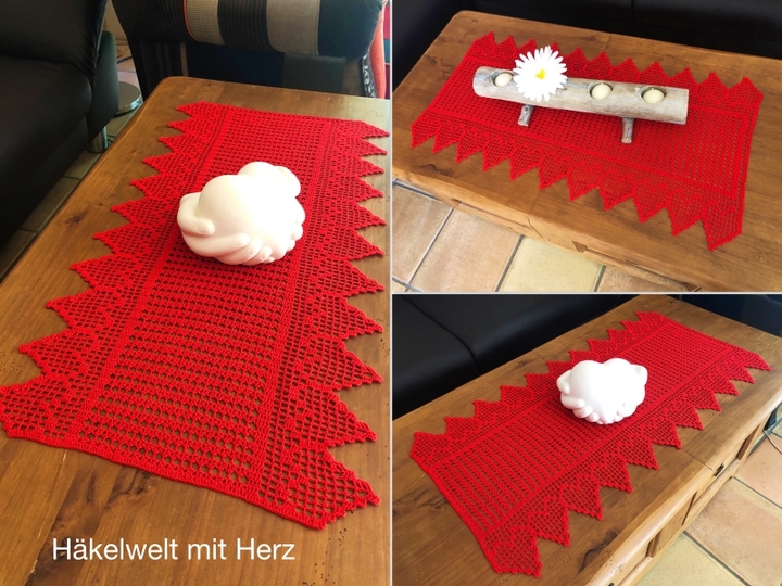 Häkeln / Sparset / Tischläufer + Gardine "Love my Home"