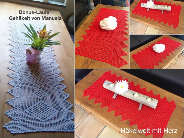Häkeln / Sparset / Tischläufer + Gardine "Love my Home"