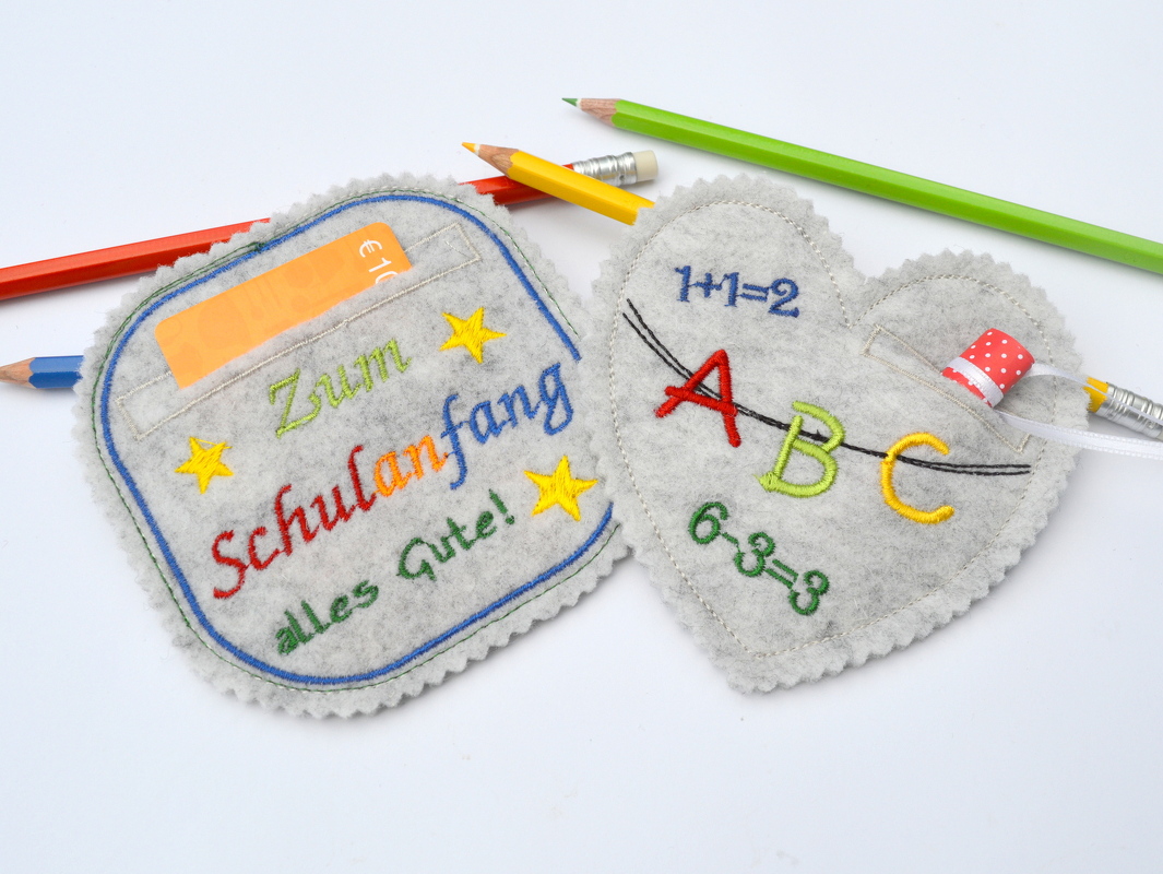 ITH Stickdatei Geschenkanhänger Schulanfang 10x10cm