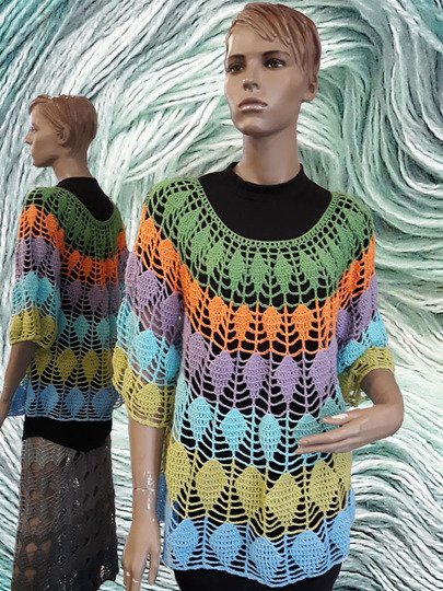 Häkelanleitung Pullover Blätter Größe 36 bis 48