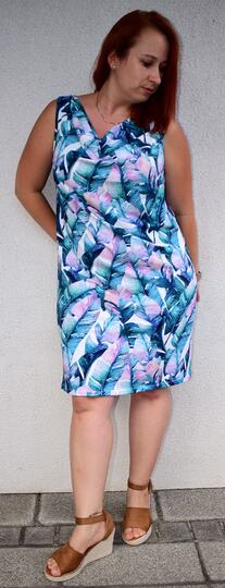 Sommerkleid Lynette mit Wasserfallkragen Gr 34-48