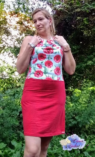 Sommerkleid Lynette mit Wasserfallkragen Gr 34-48