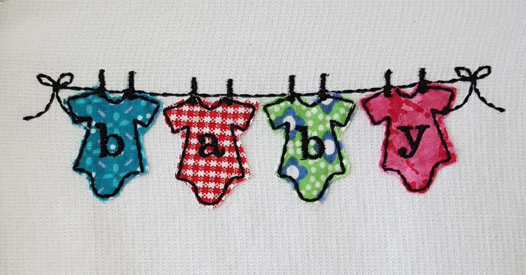 Stickdatei Babybody Wäscheleine 18cm x 13 cm