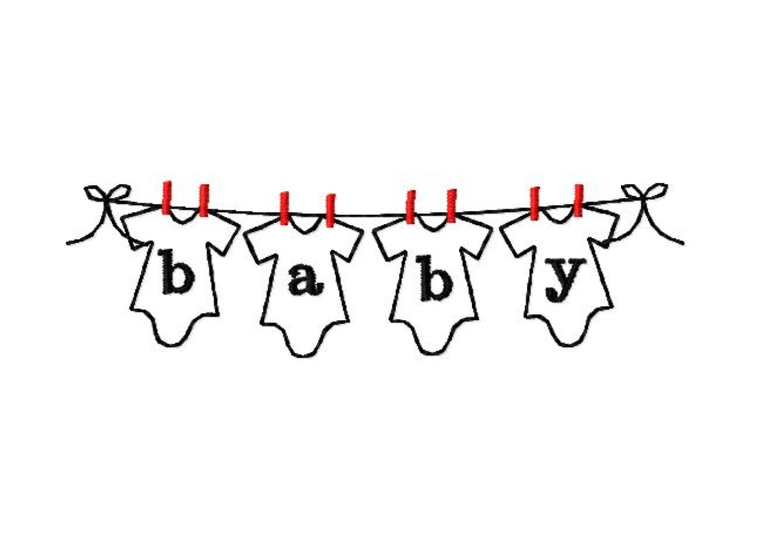 Stickdatei Babybody Wäscheleine 18cm x 13 cm