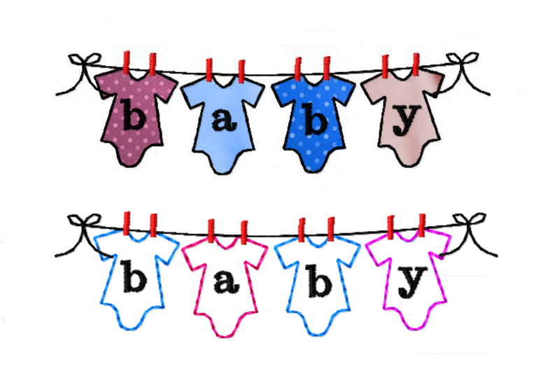 Stickdatei Babybody Wäscheleine 18cm x 13 cm