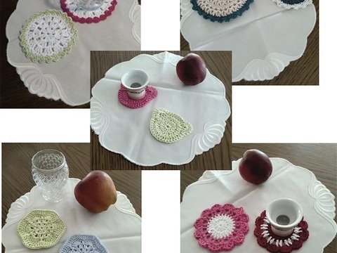 Häkelanleitung Untersetzer-Parade - 5 verschiedene Designs