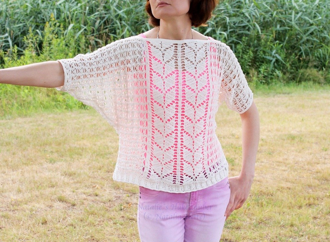 Lockere Bluse "Farfalla", Gr. XS-XXL (Fledermausärmel, lockerer Schnitt) - Bild 2