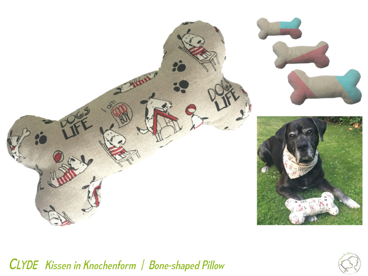 CLYDE bone pillow, cushion or toy in 3 sizes. Sewing Pattern