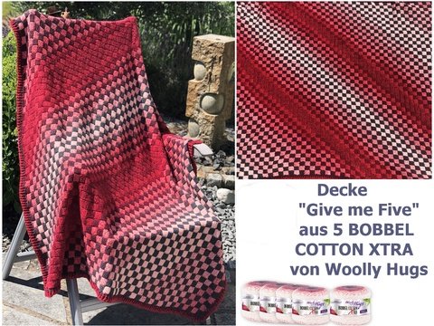 Decke "Give me Five" im Entrelac-Muster aus BOBBEL